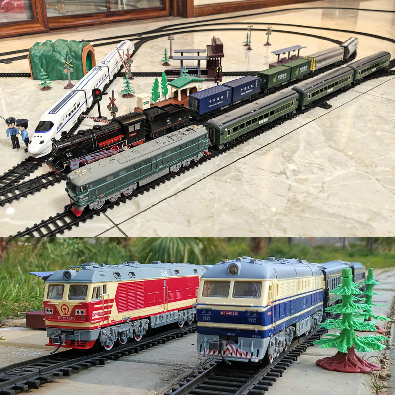 Fenfa トラック 東風 内燃機関 蒸気 グリーン 子供用 電動シミュレーション 小型列車模型セット 男の子と女の子のおもちゃ