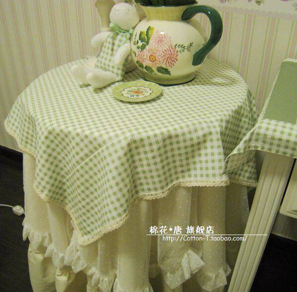 Dispensers Recommended Green gamie beige cotton lace side table cloth table Bouo-style rural fields Pure Cotton Table Cloth set to be made