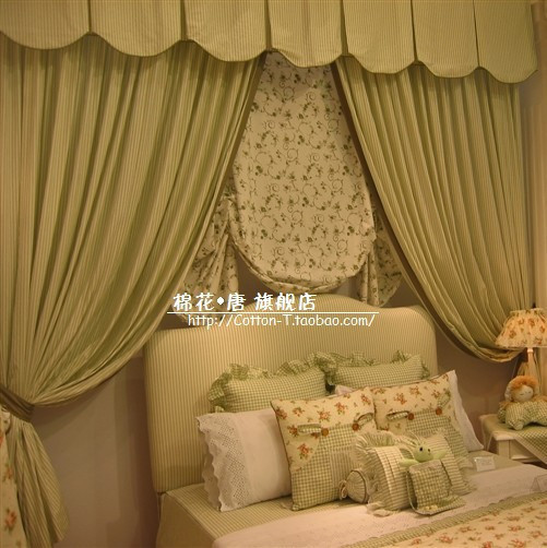 Green plaid stripe environmental protection fabric muscular fabric curtain fabric custom overall home