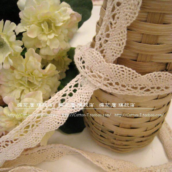 Medium Size Beige Wave Sides Cotton side) Cotton side) Handmade pure cotton lace side) DIY accessories 2cm wide