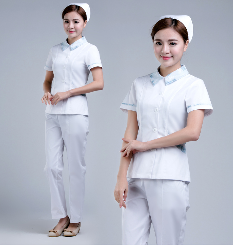 Nurse's clothing Two style suits Summer new short sleeves Han style Medical Beauty Uniform Short Dental Broken Flowers Hospital Work Clothes