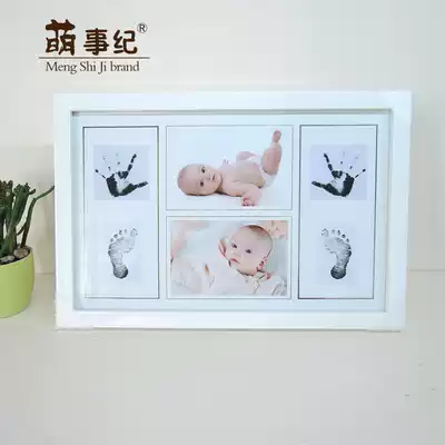 Moe Ji baby handfoot print photo frame Baby Full Moon 100 days commemorative homemade handprint creative birthday gift