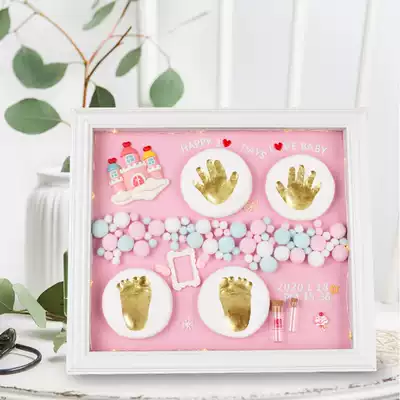 Baby hand and foot ink pad fetal hair permanent souvenir photo frame newborn baby child handprint full moon 100 days gift