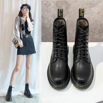 Martin boots womens British style 2022 new spring and autumn single six-hole low-top black breathable inner height-enhancing small ankle boots