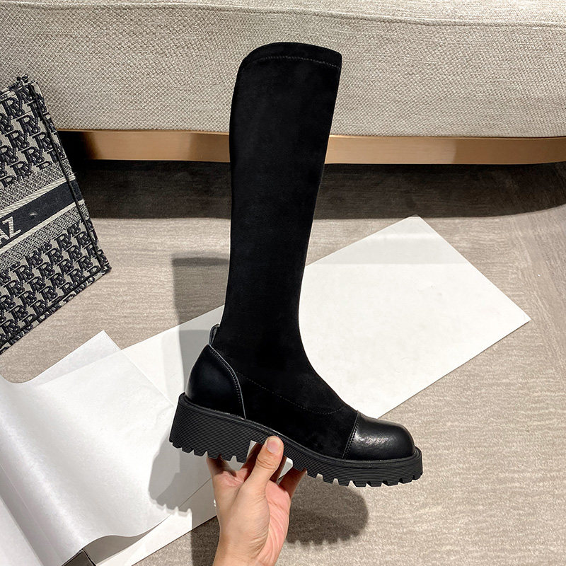 Long boots women's 2020 new thick-soled elastic inner increase, but knee-high tube high tube small boots knight