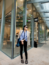 Soup soup black medium-high waist jeans Women 2022 Summer new body elastic small foot pants with high display slim fit pants