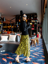 2021 Double crepe True silk in long half body dress Women Summer thin style Mulberry Silk Casual Holiday BAO WELN Broken Flowers Skirt Half Skirt