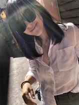 2021 summer new linen shirt female design niche pocket Light casual professional long-sleeved white shirt