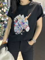 Cotton cartoon short sleeve T-shirt female soup soup 2004 early spring new loose round neck pullover base shirt top tide ins