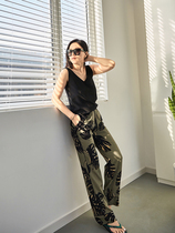 Soup Soup 2004 Summer New Dress Casual Holiday Wind Straight Drum Pants 22 Mmi True Silk Printed Broadlegged Pants Children