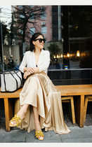 It turns out that the closet is missing one of its seconds the elegant champagne gold genuine silk satin long half-body dresses.