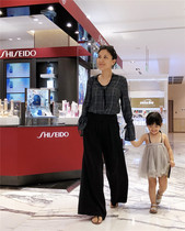 Royal sister Fan black big wide legs come Tang Tang 2004 womens new heavy silk thin high pants