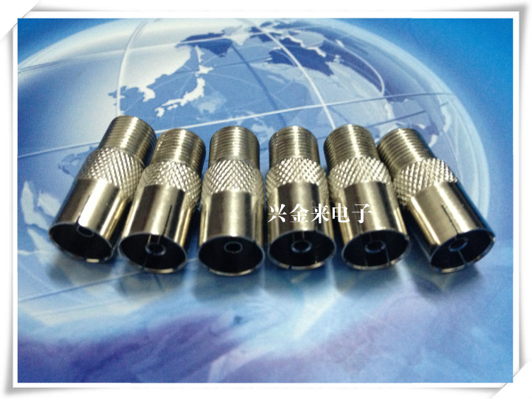 Inch F female head to RF female head F female to 9 5TV female cable TV set-top box adapter plug nickel-plated
