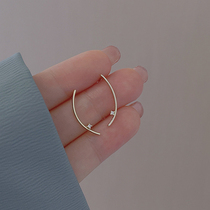 925 Sterling Silver Diamond Smile Curved Stud Earrings Delicate Small and Sweet Earrings Smiley Fresh Small Design Earrings