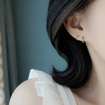 Small Z Youpint 925 pure silver glossy earrings 14K gold round extremely simple wind-in-the-ear nail-in-ear buttoned earbone ring