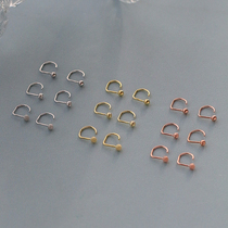 U-type ear hole anti-blocking needle 999 pure silver ear ring sleeping without picking up the ear decoration female ear stick small and delicate ear stick