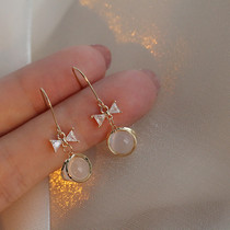 Cute bow opal earrings for women 2022 new trendy earrings summer temperament wild net red stud earrings Han