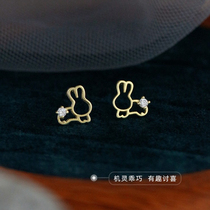 925 Sterling Silver Smart Hollow Cute Rabbit Stud Earrings Womens Exquisite Light Luxury Earrings 2022 New Earrings Trend