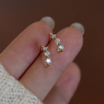 925 sterling silver three zircon earrings 2022 new trendy earrings female niche design gentle high-end earrings