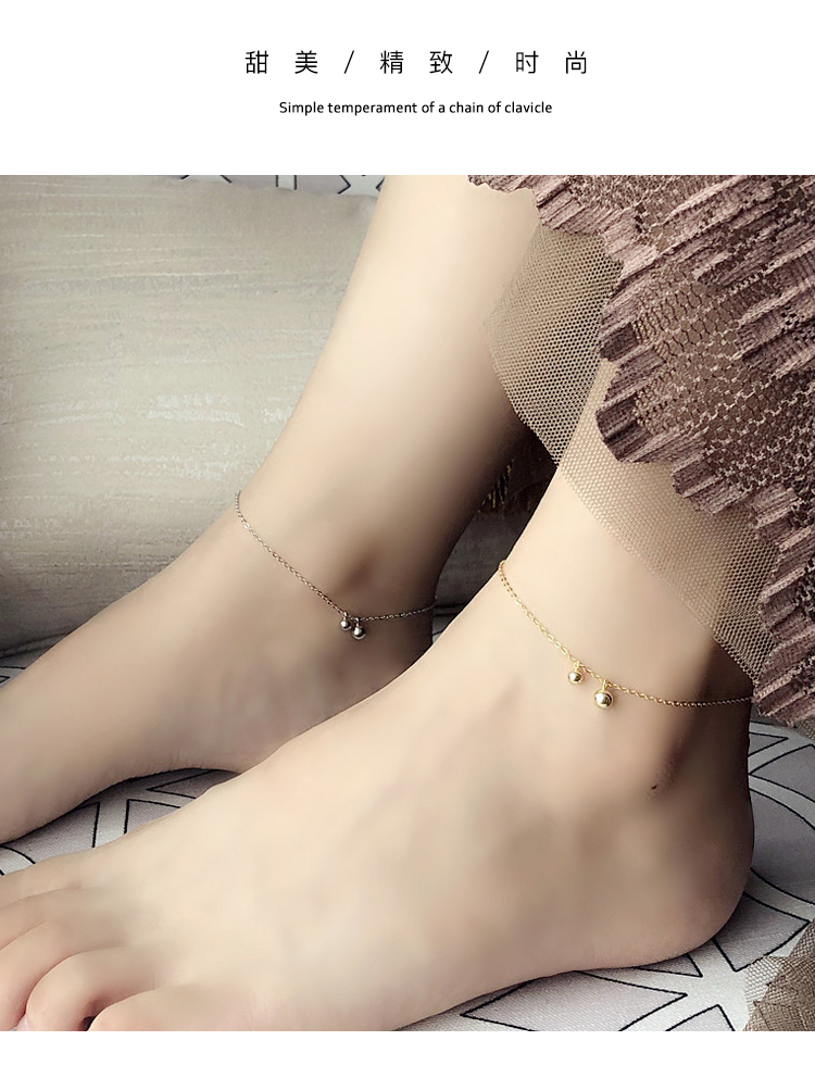 Quạt nhỏ Z Premium Summer Summer Vòng tay đính cườm dễ thương S925 Sterling Bạc Vòng chân nhỏ bóng Tính khí đơn giản Nữ vòng chân