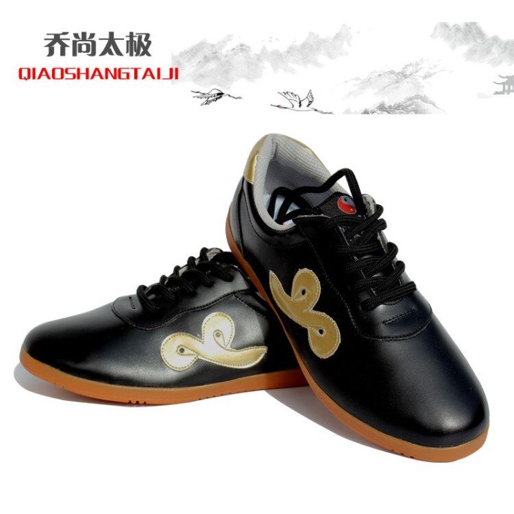 Qiao Shang Zu Bai Ge Tai Chi Shoes Martial Arts Toe Layer Leather Kung Fu Shoes