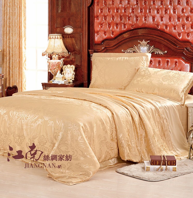 19 mpound genuine silk four sets of large jacquard 100 mulberry silk wide wedding bed set kit