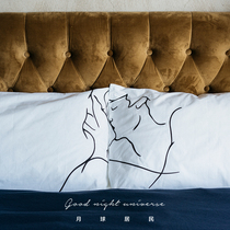  (Moon resident)Morning kiss original couple pure cotton Australian embroidery soft waxy texture pillowcase pair