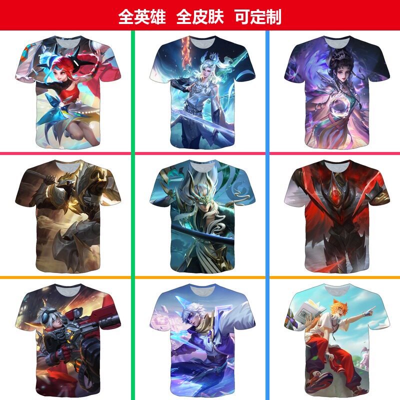 Honor of Kings Angela Escape Game Clothing Short-Sleeve T-Shirt Summer Women's Fashion for Middle School Students and Teenagers Cosplay Top