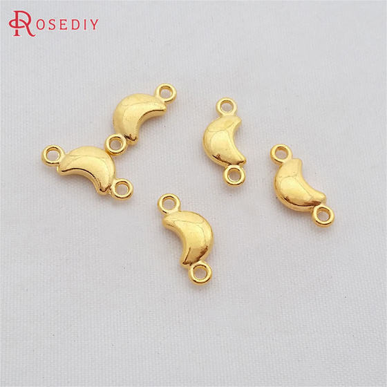 Retro alloy decorative accessories 15*6MM upper and lower holes small moon pendant pendant antique bronze antique silver gold