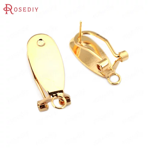 DIY Ювелирные аксессуары 22x8,5 мм Медный покрытие настоящего золотого пояса можно встать с серьгами (встроенный ушной зажим) 33715