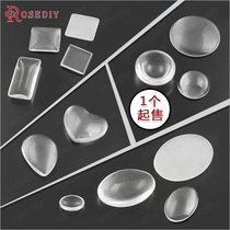DIY accessories Round oval Square Rectangular water drop heart-shaped glass bottom bracket Moonlight gemstone Thick hemispherical gemstone