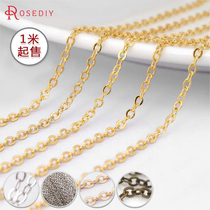 Diy jewelry Chain Necklace Bracelet Earrings Accessories Copper chain Extra fine chain Flat O chain O word chain Flat cable chain 1 meter