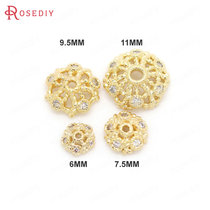 Diy jewelry accessories Copper plated real gold necklace earrings Hair accessories Headdress inlaid with zirconium beads bead cap flower holder flower cap 33191
