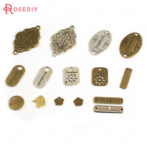 Diy bracelet earrings retro alloy jewelry accessories handmade small flower decoration word brand pendant 17406