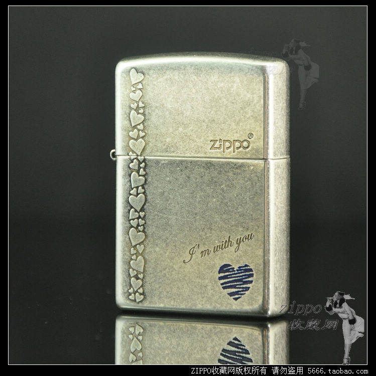 Crown original lighter ZIPPO genuine Korean version of ancient silver blue heart love together limited edition seven eve