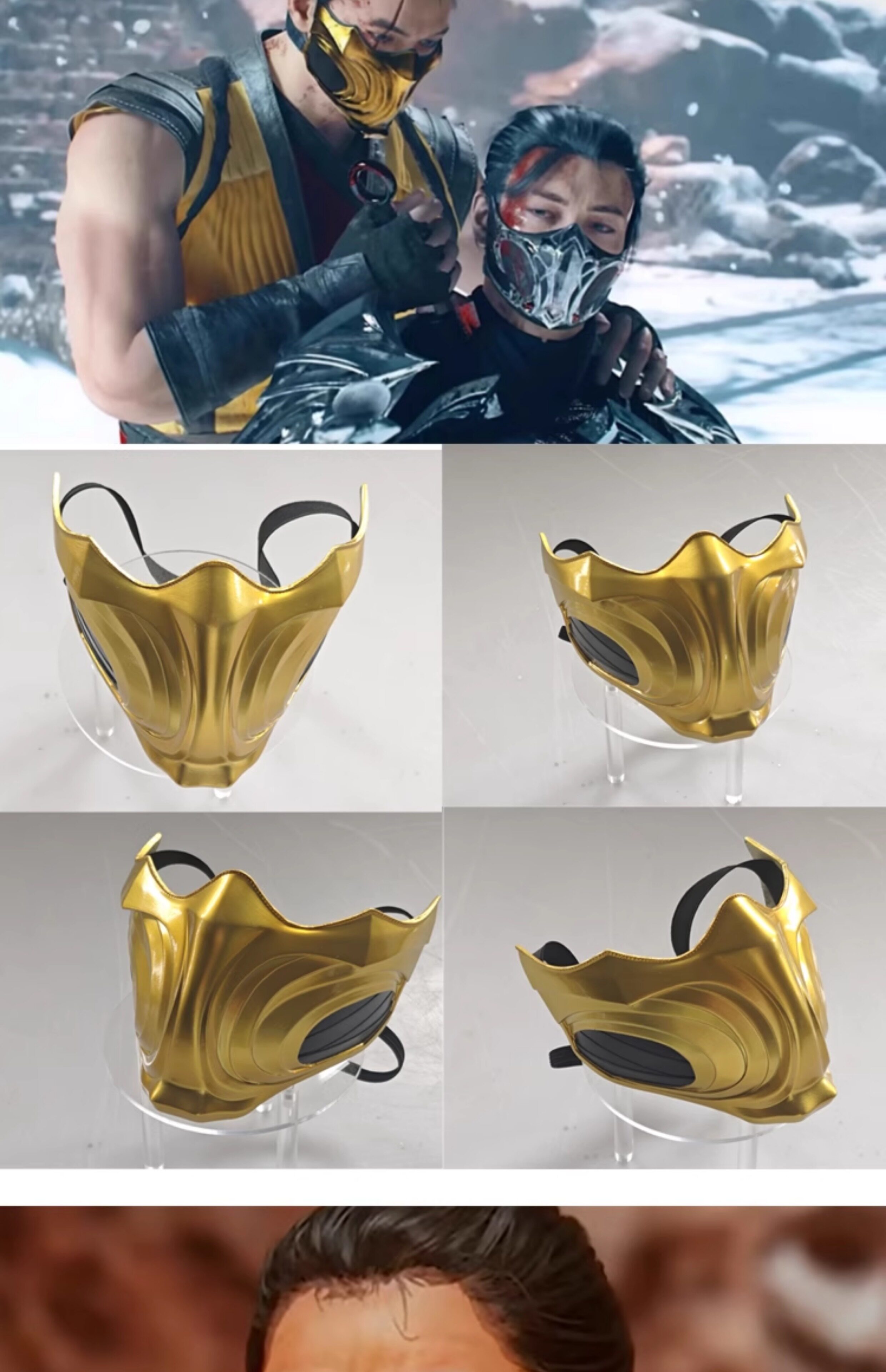 scorpion cosplay helmet Mortal Kombat Sub-Zero Scorpion Half Face Mask Cosplay Game Prop FRP Adult  Mask