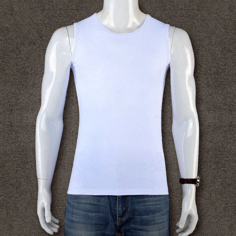 Round neck shirt Sleeveless round neck undershirt White sleeveless round neck shirt Men's white vest Hurdler T-shirt