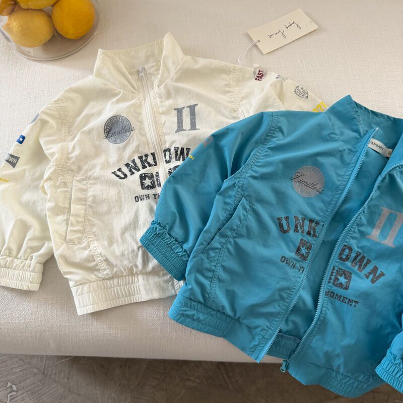 Children's Jacket for Boys, 2026 Summer New Style, Long-Sleeved Letter Print Coat for Toddlers, Trendy and Cool Sun Protection Clothing for Girls, Thin Style