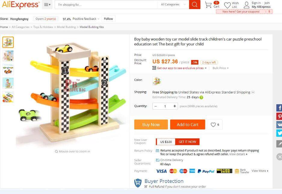 H12 outlet Small Things ultra-valued wooden children Glide Rail Car Children Toy Car Gift Box Dress