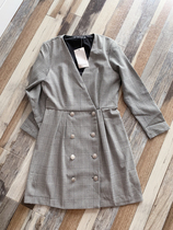 V134 Spains DAN fried chicken foreign air retro gaggle with fine OL wind double-row buttoned long-sleeved dress