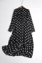 C209 Spanish DAN female kamikaze playful polo point elegant small stand collar long sleeve chiffon dress