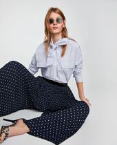 P45(P91) Spanish DAN Fried Chicken slim smooth and elegant holding elastic high waist nine wide leg pants