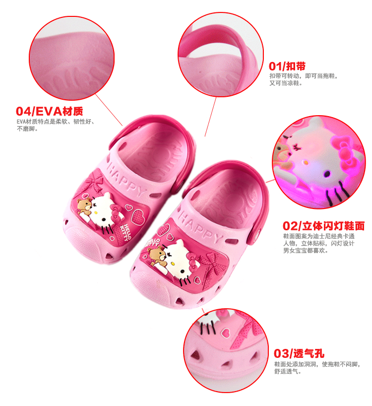 Pantoufles enfants en autre HELLO KITTY pour été - semelle autre - Ref 1036078 Image 7