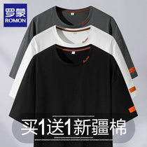 Romont short sleeve T-shirt male summer thin loose half sleeve undershirt lovers new pure cotton round collar mens compassionate