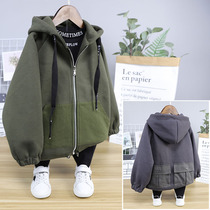 Big E small e male and female coat 2019 autumn and winter New Medium Big Boy thick coat Korean version hooded jacket 19125