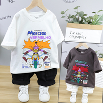 Papaya juice childrens clothing 2021 summer new male and female children cartoon animation cotton Korean T-shirt 07110