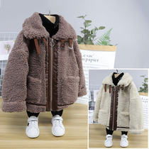 Big E small e childrens clothing 2019 Winter thick coat boys and girls lamb fur one coat tide 2185