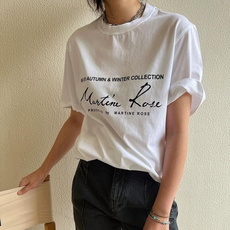Martine Rose Wang Jiaer's Same Letter Designer Sketch Signature Print Men's and Women's Short-Sleeved T-Shirts