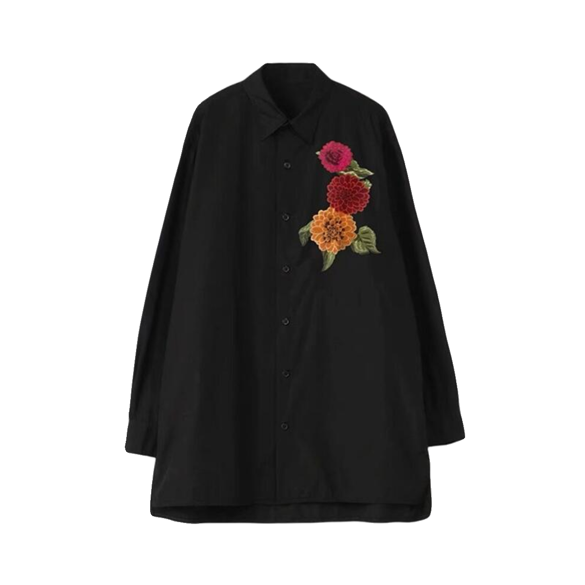 Футболка/рубашка с длинным рукавом свободного кроя YOHJI YAMAMOTO Yamamoto Yamamoto Flower Flower Cluster Embroidery для мужчин и женщин