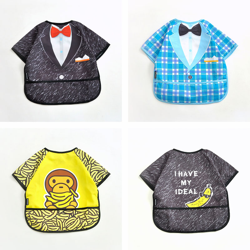 Baby's baby's spring and summer short sleeve clothes anti - dress baby eating dirty clothes and dress cartoon jacket